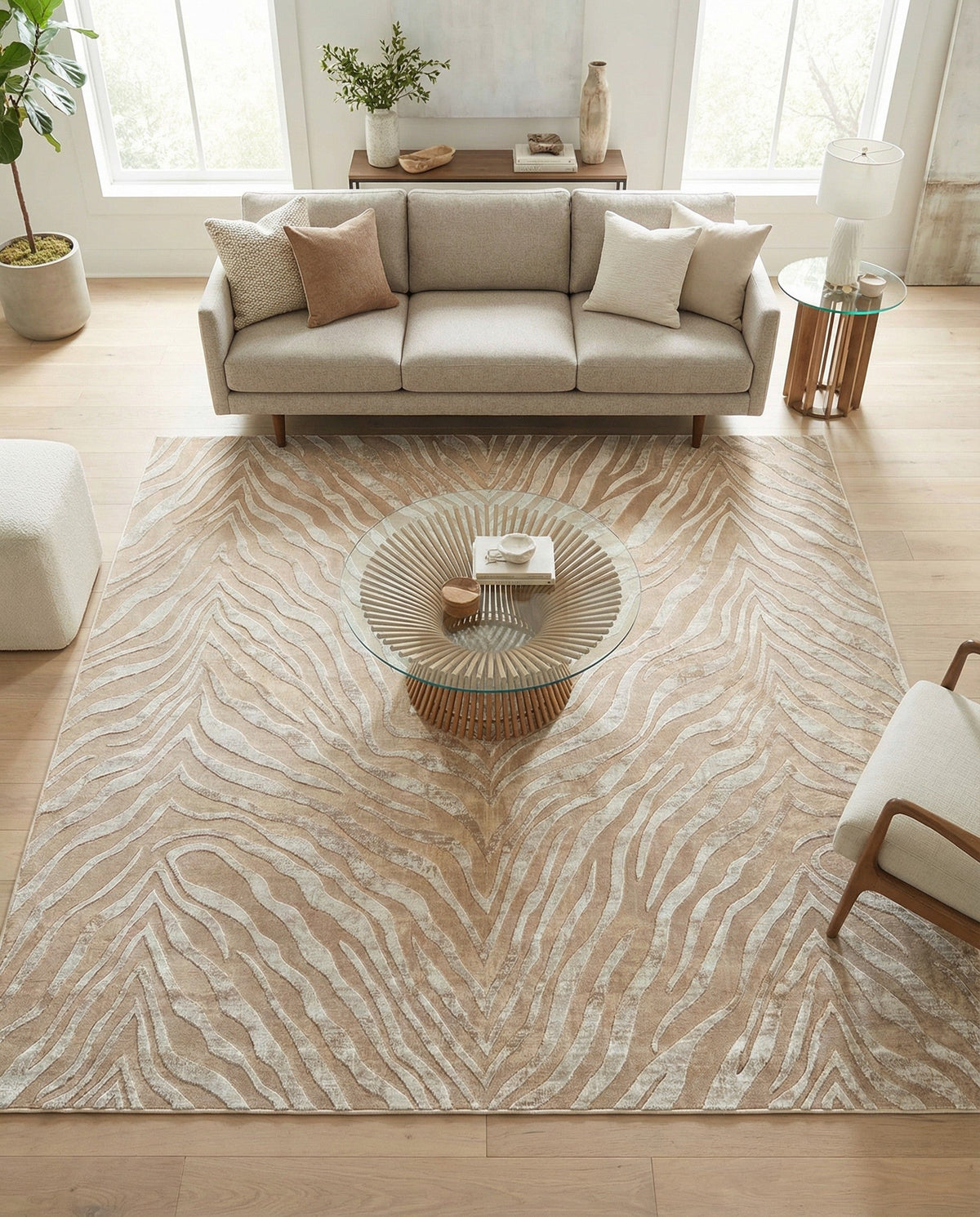 Bloomsbury Elegance Collection Area Rug -  Chelsea Square Ivory Beige  lifestyle 168