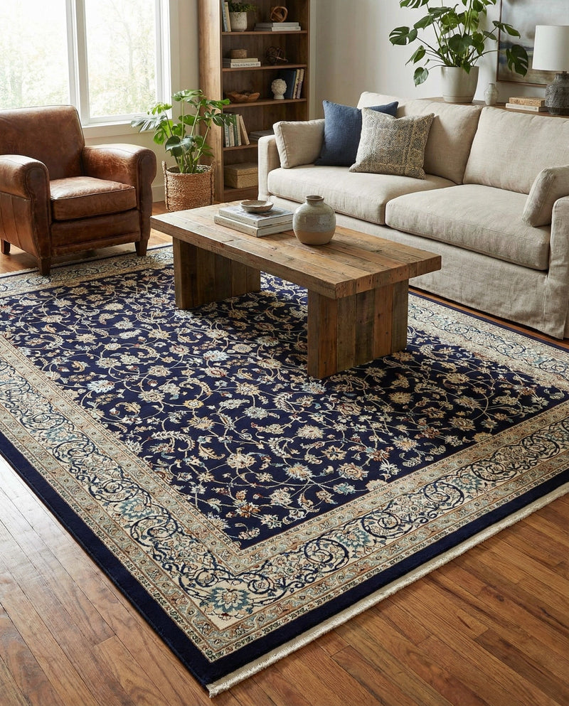 Persian Elegance Collection Area Rug -  Ardabil Rectangle Navy Blue  lifestyle 23