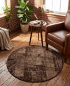 Autumn Meadow Collection Area Rug -  Harvesthill Round Brown  lifestyle 60