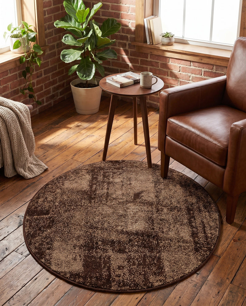 Autumn Meadow Collection Area Rug -  Harvesthill Round Brown  lifestyle 60