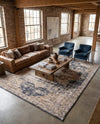 Coastal Manor Collection Area Rug -  Pelican Rectangle Dark Blue  lifestyle 36