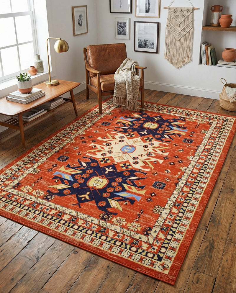 Tabriz Tapestries Collection Area Rug - Azerbaijan (Terracotta) Rectangle Terracotta  lifestyle 10