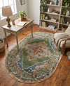 Savannah Soiree Collection Area Rug - Serengeti (Green) Oval Green  lifestyle 39