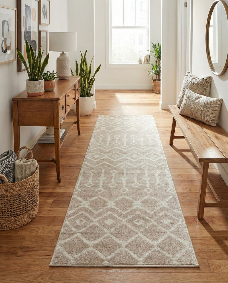 Marrakech Lattice Collection Area Rug - Medina (Beige) Runner Beige  lifestyle 50