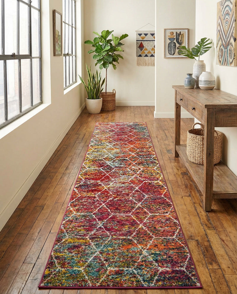 Trellis Mosaic Collection Area Rug - Arborville (Multi) Runner Multi  lifestyle 49
