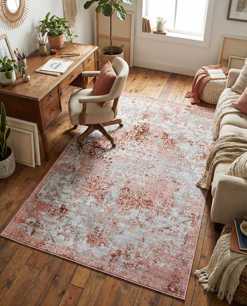 Aegean Elegance Washables Collection Area Rug -  Serifos Rectangle Rose Pink  lifestyle 36