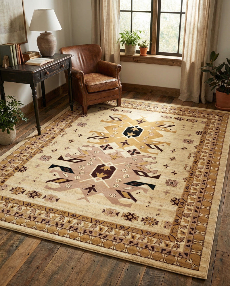Tabriz Tapestries Collection Area Rug - Azerbaijan (Ivory) Rectangle Ivory  lifestyle 21