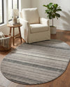 Jewel Oasis Collection Area Rug - Sapphire (Gray) Oval Gray  lifestyle 45