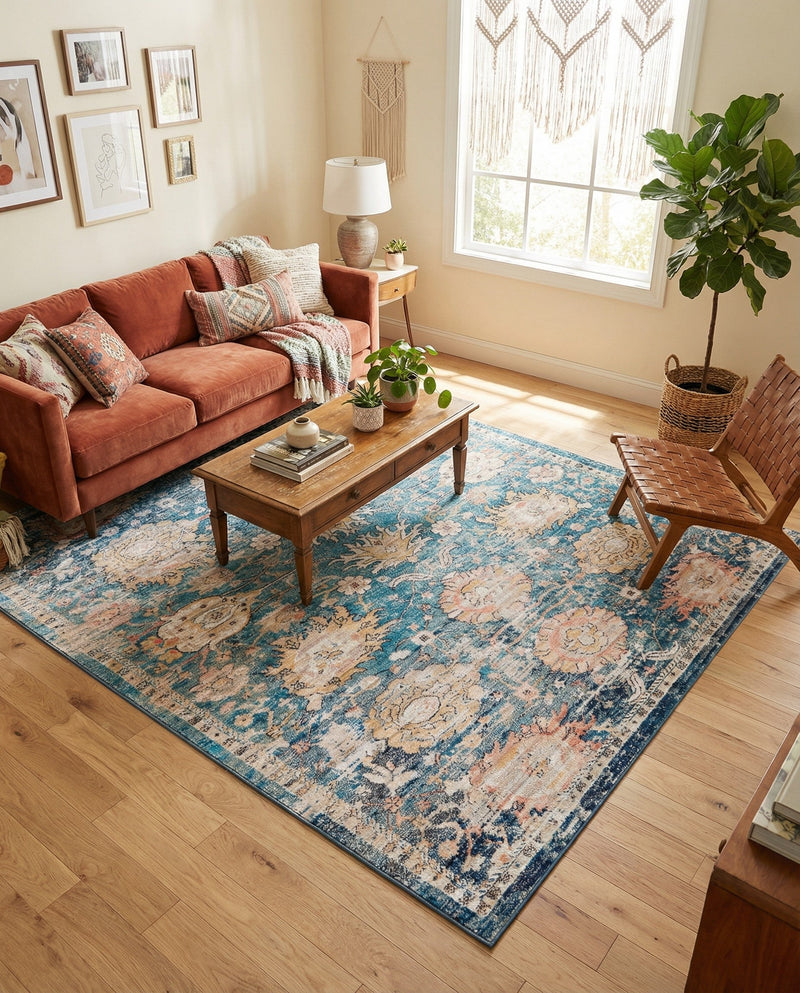 Seville Stripes Collection Area Rug -  Cordoba (Blue) Rectangle Blue  lifestyle 26