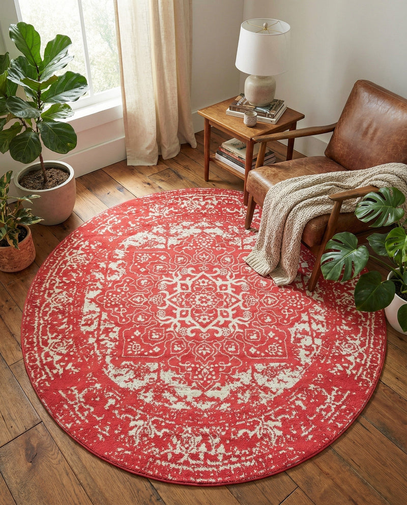Georgetown Rugs Collection Area Rug - Dupont (Pink) Round Pink  lifestyle 45
