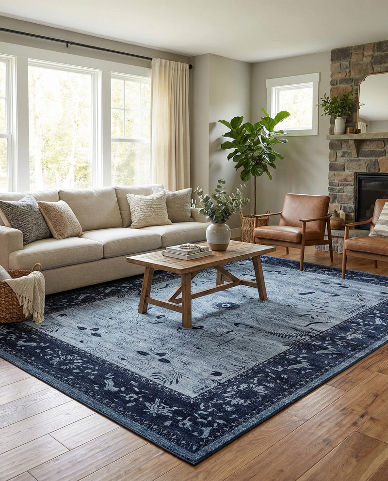Horizon Collection Area Rug -  Apex (Blue) Rectangle Blue  lifestyle 18
