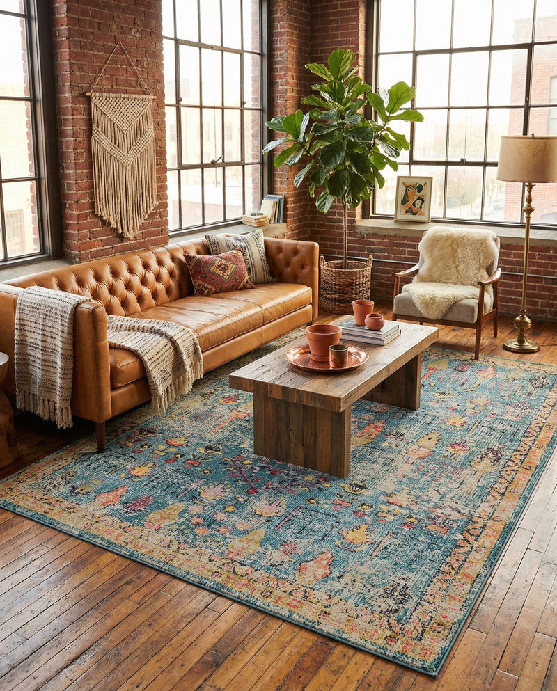 Sierra Collection Area Rug -  Shasta Rectangle Blue  lifestyle 50