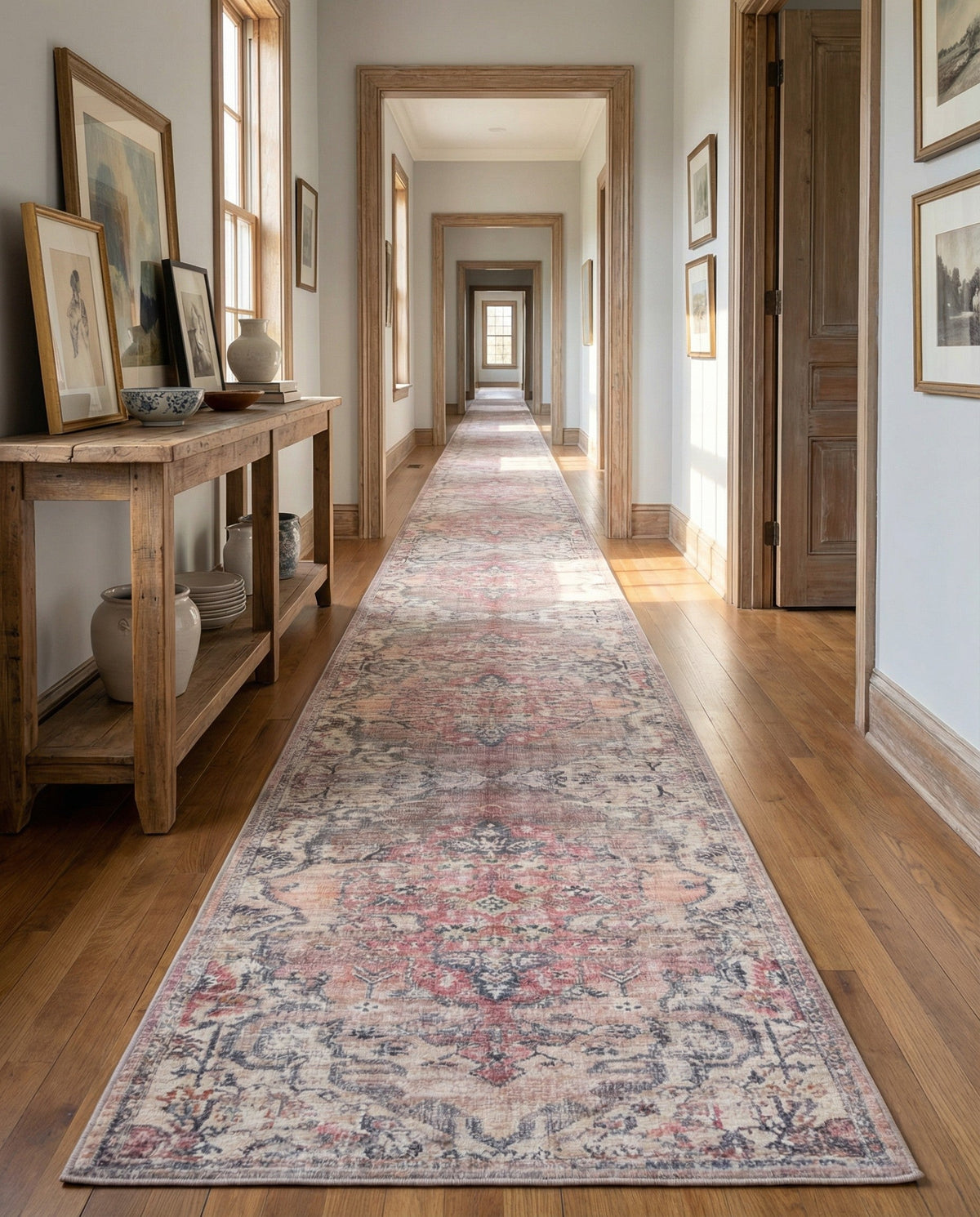 Vintage Memories Collection Area Rug - Echoes Runner Beige pink  lifestyle 89