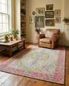 Savannah Threads Collection Area Rug - Charleston Rectangle Ivory Pink  lifestyle 29