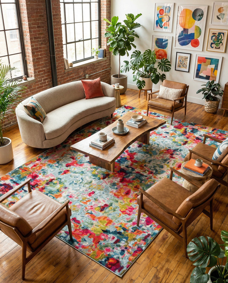 Chromatic Oasis Collection Area Rug -  Lagoon Rectangle Multi  lifestyle 54