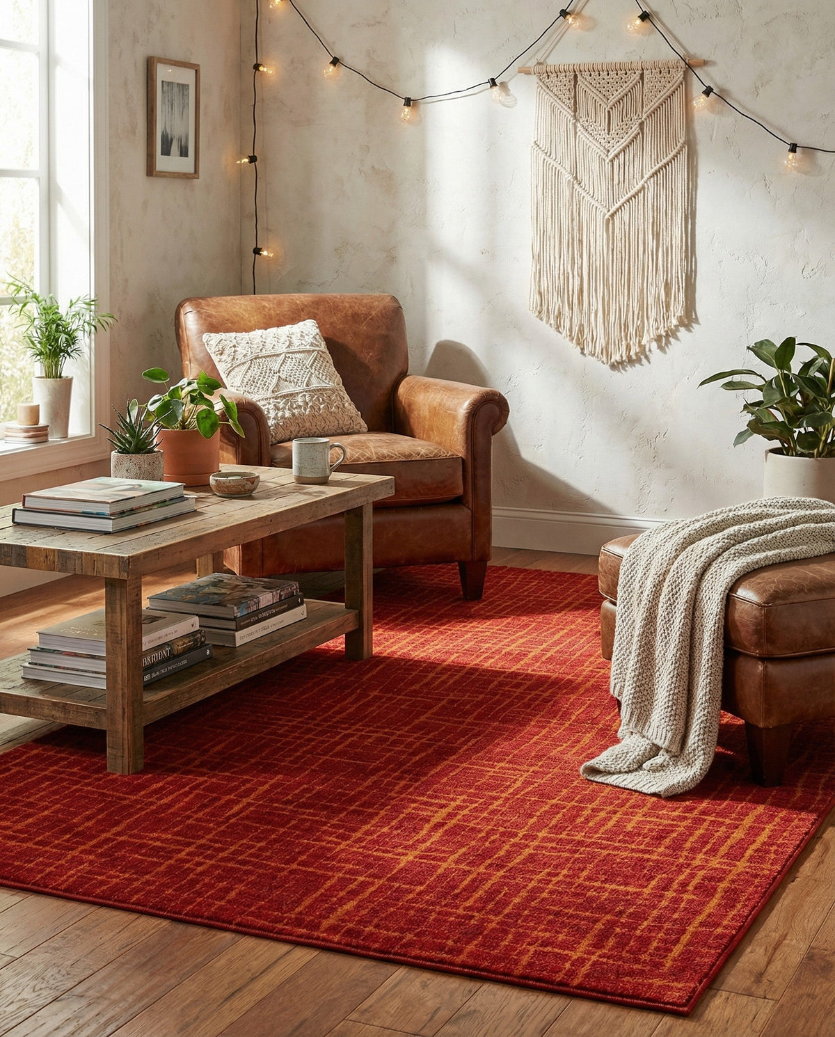 Haven Tapestry Collection Area Rug - WhisperingFalls Rectangle Burnt Sienna  lifestyle 53
