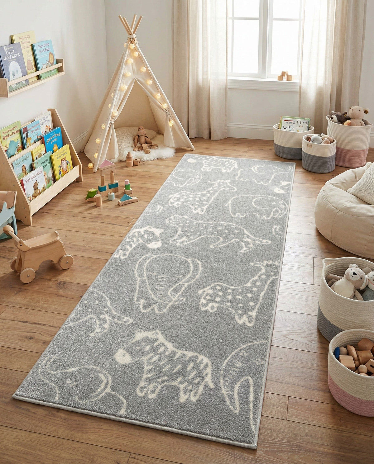 Wonder Tykes Collection Area Rug -  Spectrum Runner Gray  lifestyle 139