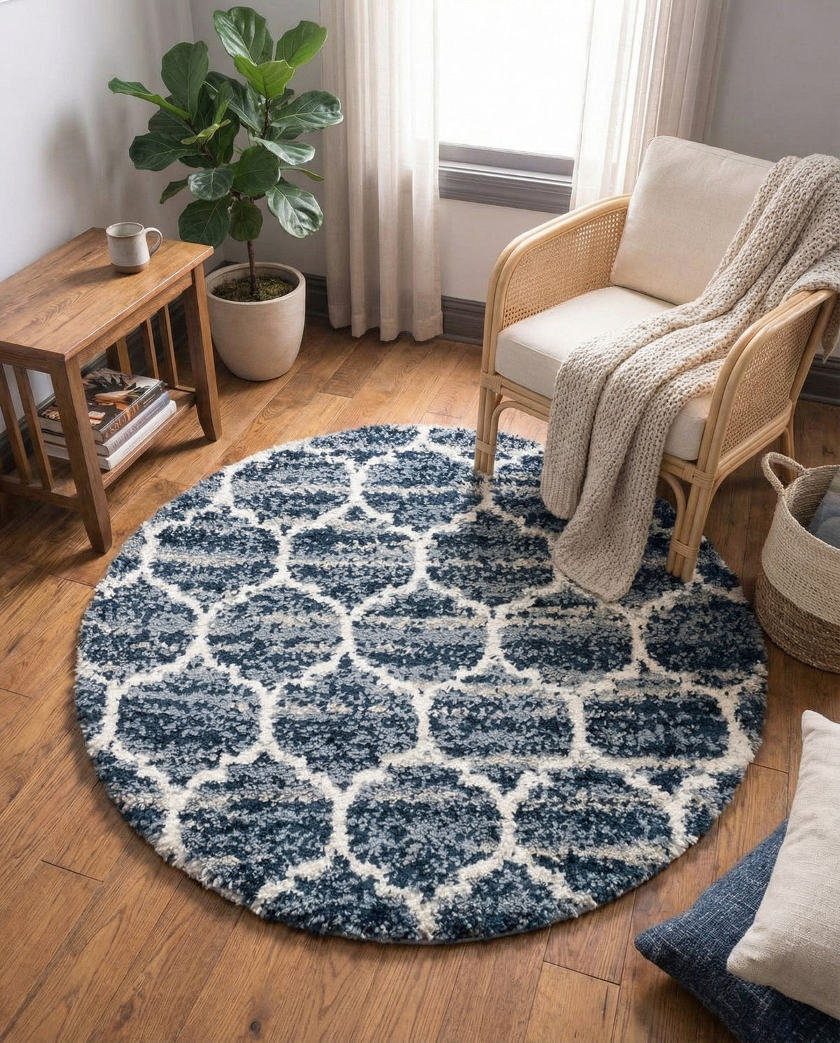 Cozy Cove Shag Collection Area Rug - Marina Round Blue  lifestyle 189