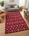 Berber Lattice Shag Collection Area Rug - Atlas (Burgundy Red) Rectangle Burgundy Red  lifestyle 12