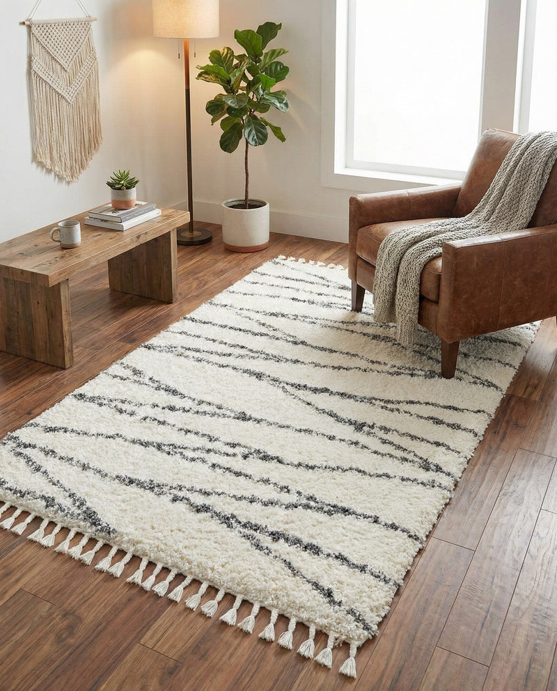 Tranquil Tides Shag Collection Area Rug -  Frost Rectangle White  lifestyle 34
