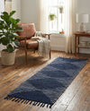 Thar Cotton Collection Area Rug - Jaisalmer (Navy Blue) Runner Navy Blue  lifestyle 67