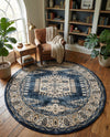Eden Oasis Collection Area Rug -  Refuge (Dark Blue) Round Dark Blue  lifestyle 72