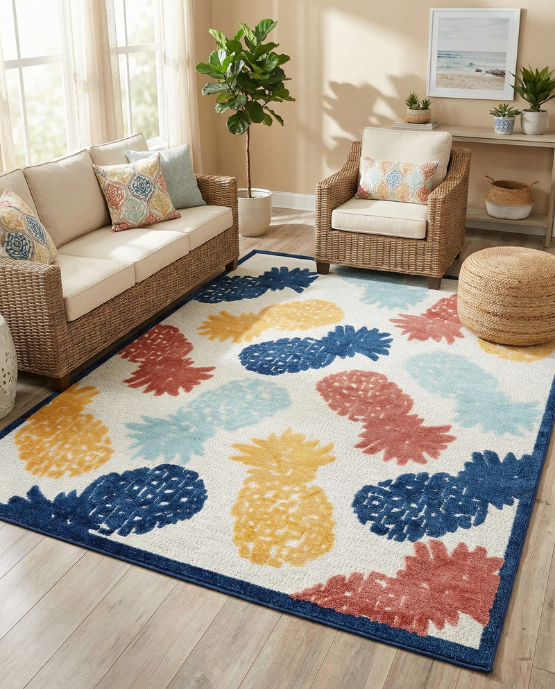 Caribbean Terrace Collection Area Rug -  Nevis Rectangle White  lifestyle 8