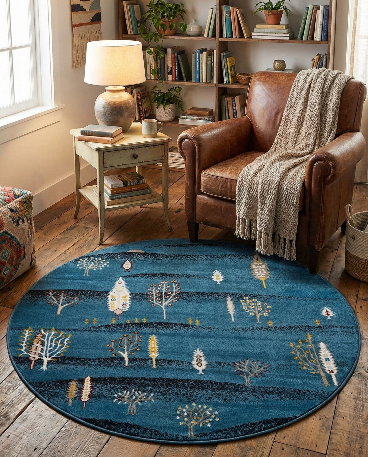 Coastal Haven Collection Area Rug -  Surfside Round Blue  lifestyle 61