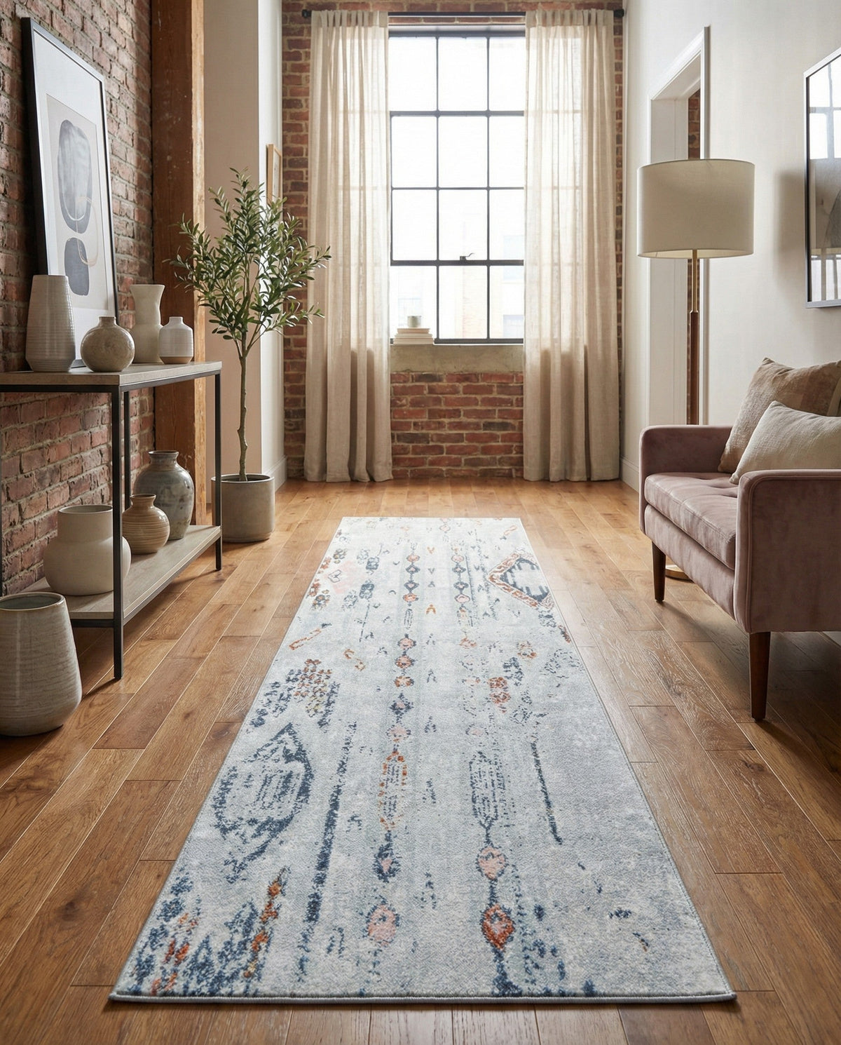 Aegean Elegance Washables Collection Area Rug -  Zakynthos Runner Ivory Gray  lifestyle 81