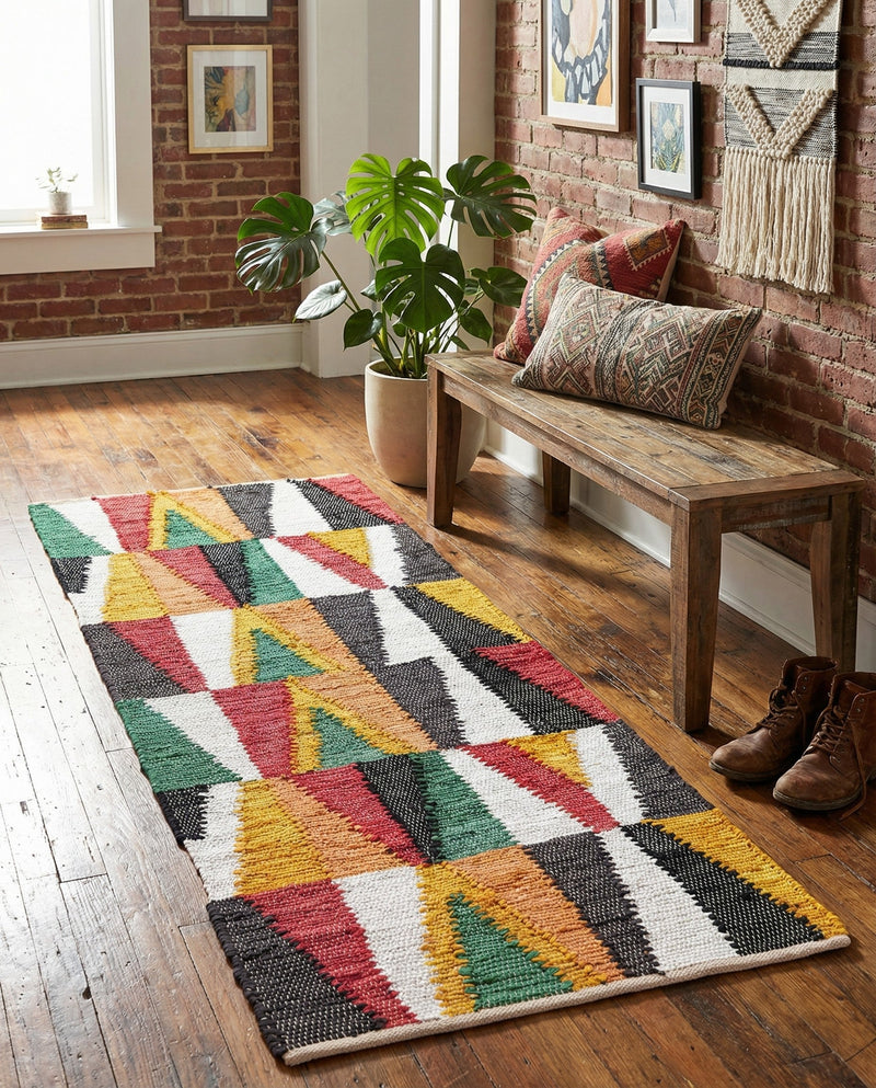 Thar Cotton Collection Area Rug -  Kannur Runner Multi  lifestyle 30