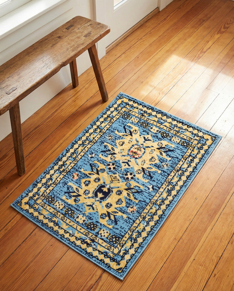 Tabriz Tapestries Collection Area Rug - Azerbaijan (Light Blue) Rectangle Light Blue  lifestyle 16