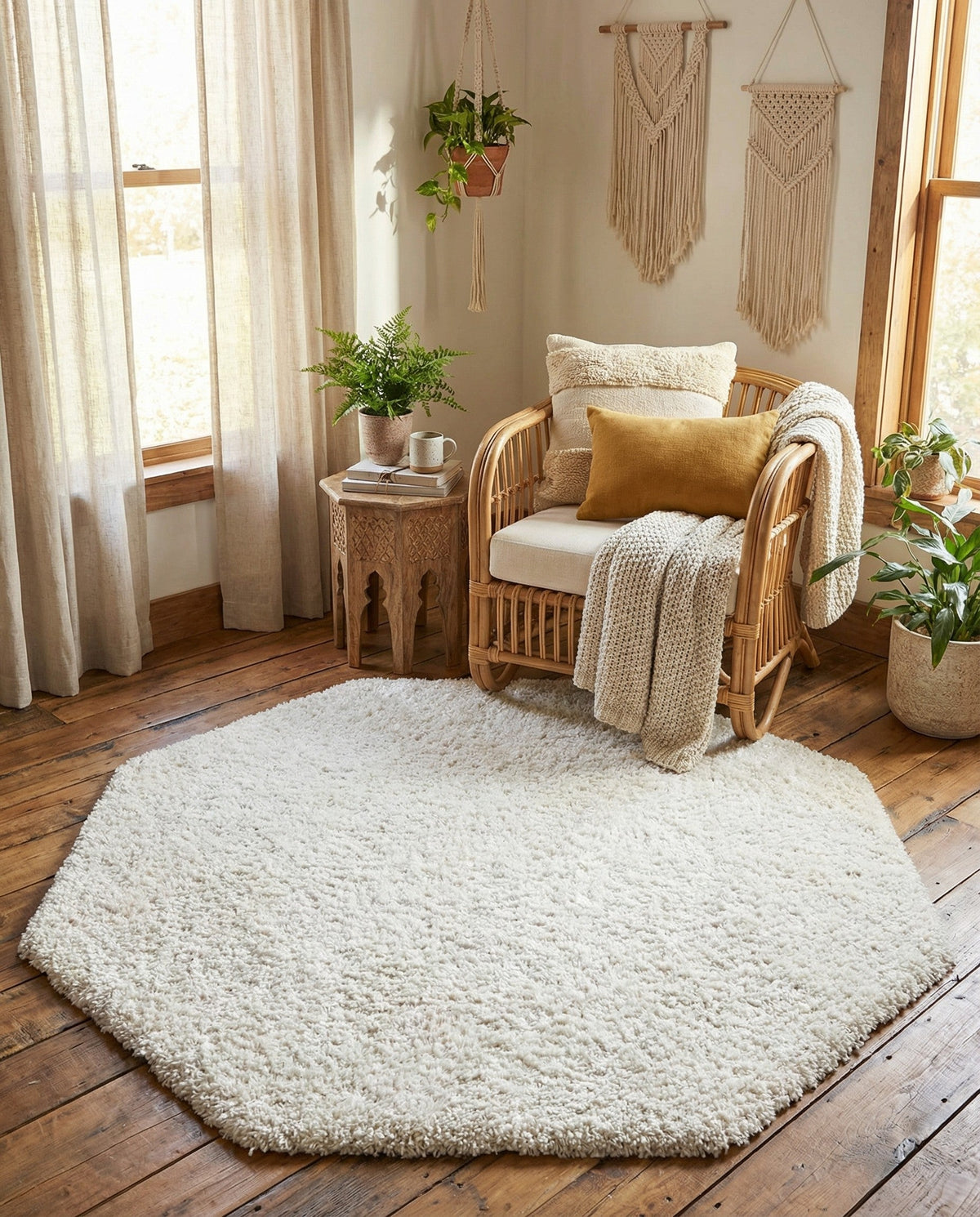 Plush Oasis Collection Area Rug - Serenity (Snow White) Octagon Snow White  lifestyle 117