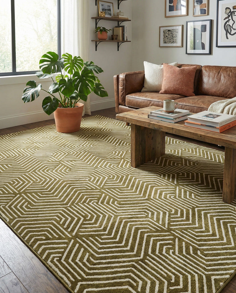 Aravalli Collection Area Rug - Udaipur Rectangle Olive Green  lifestyle 59