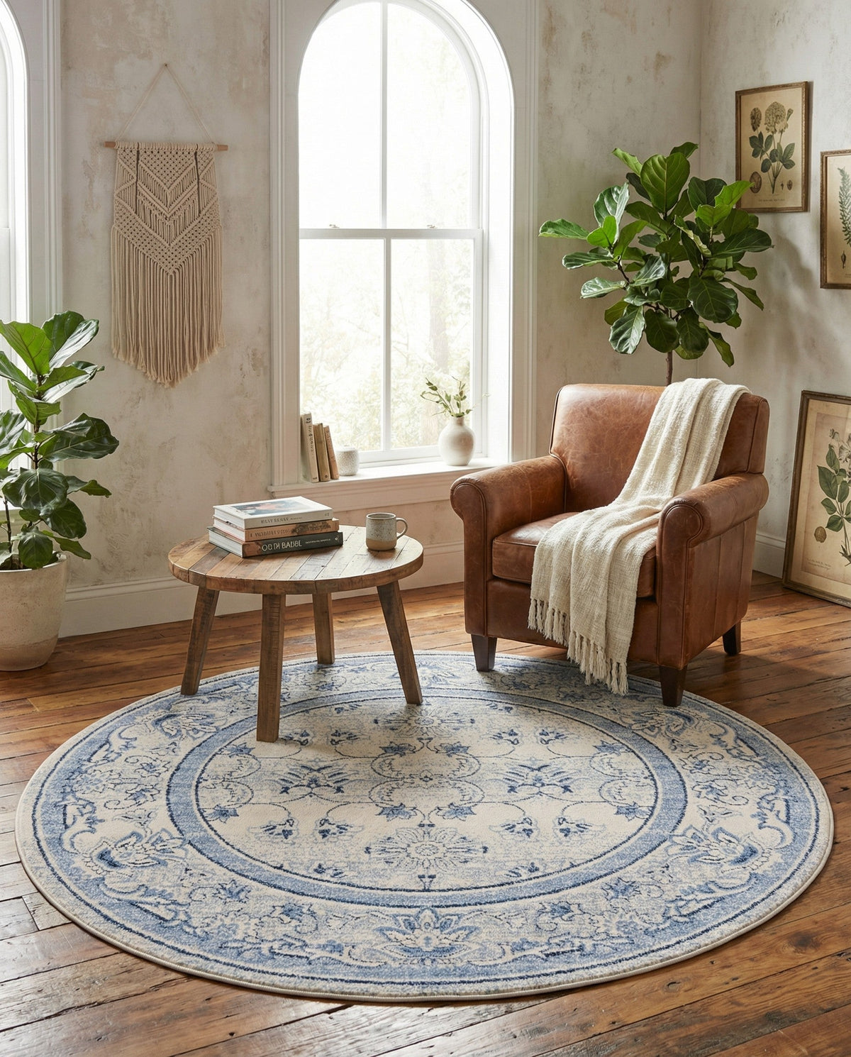 Horizon Collection Area Rug -  Meridian Round Ivory Blue  lifestyle 97