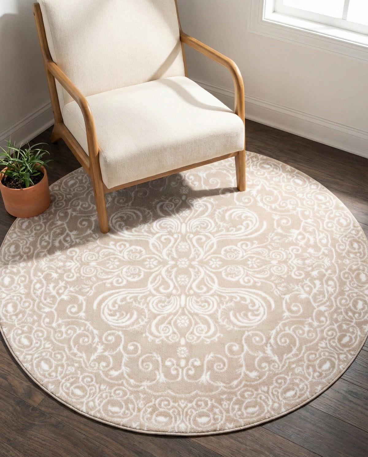 Andes Summit Collection Area Rug -  Lanín Round Beige  lifestyle 88