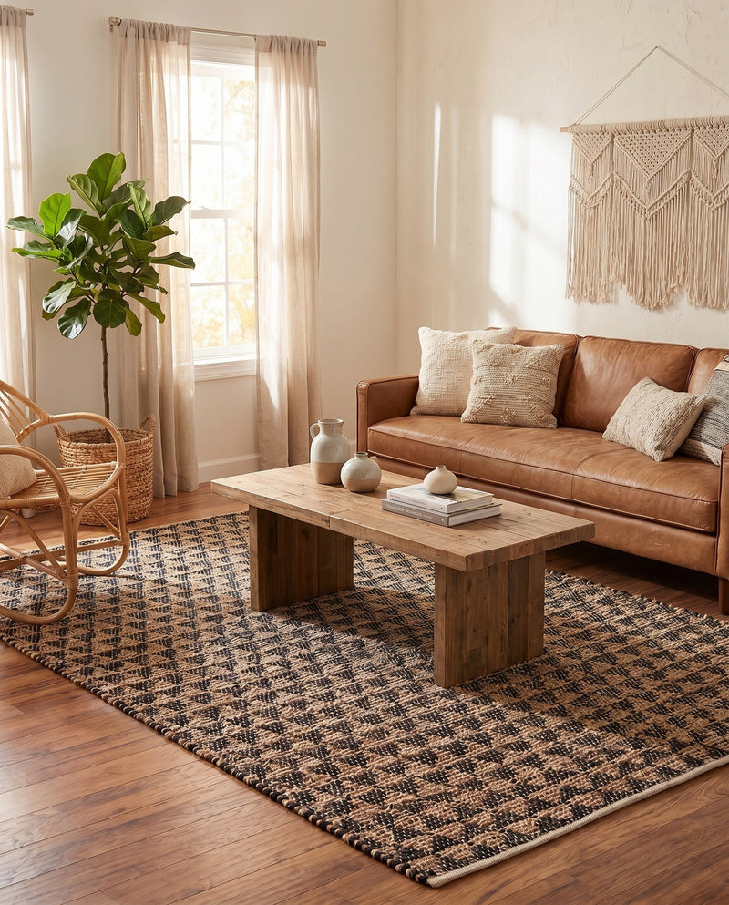Osian Looms Collection Area Rug - Mumbai Rectangle Black  lifestyle 35