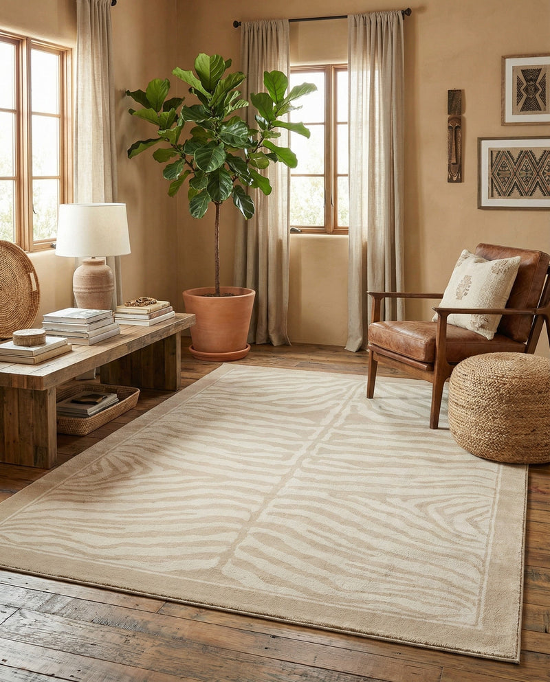 Savannah Sojourn Collection Area Rug -  Kalahari Rectangle Beige and Ivory  lifestyle 14
