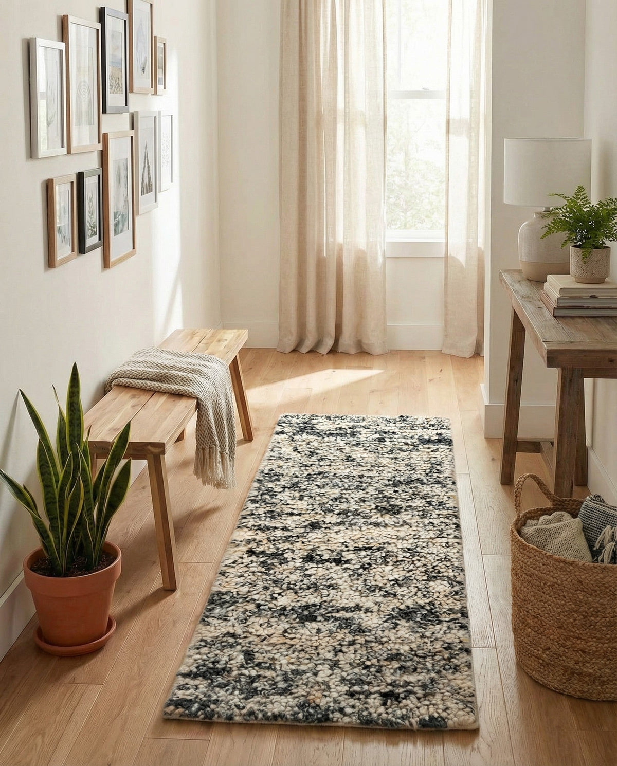 Wellington Luxe Shag Collection Area Rug - Kapiti Runner Salt and Pepper  lifestyle 192