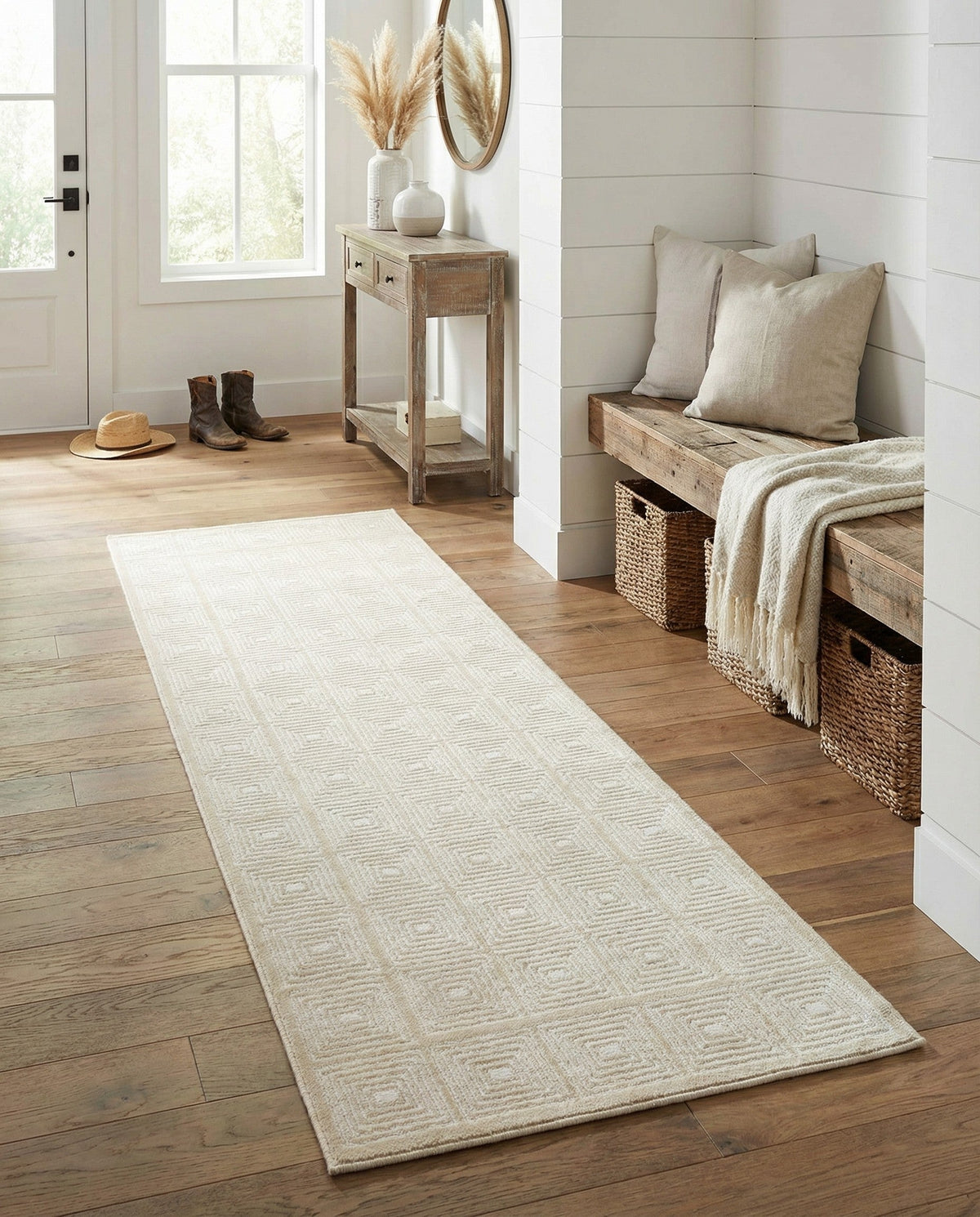 Aravalli Collection Area Rug -  Jaipur Runner Ivory White  lifestyle 116