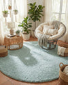 Cozy Comfort Shag Collection Area Rug - Haven (Sage Green) Round Sage Green  lifestyle 65