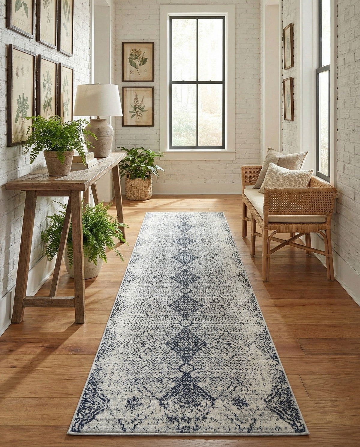 Aegean Elegance Washables Collection Area Rug -  Naxos Runner Black and White  lifestyle 118