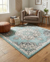 Beverly Grove Collection Area Rug - Melrose (Aqua) Square Aqua  lifestyle 71
