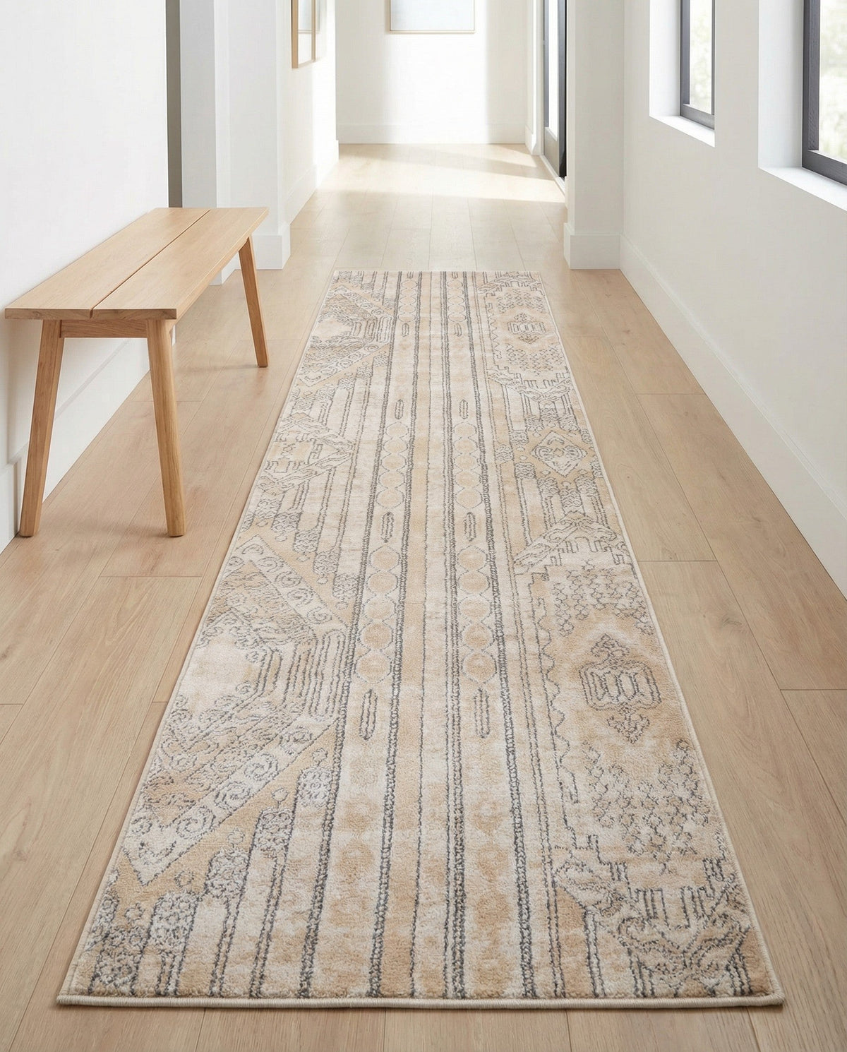 Cascade Range Collection Area Rug - Hood (Ivory) Runner Ivory  lifestyle 43