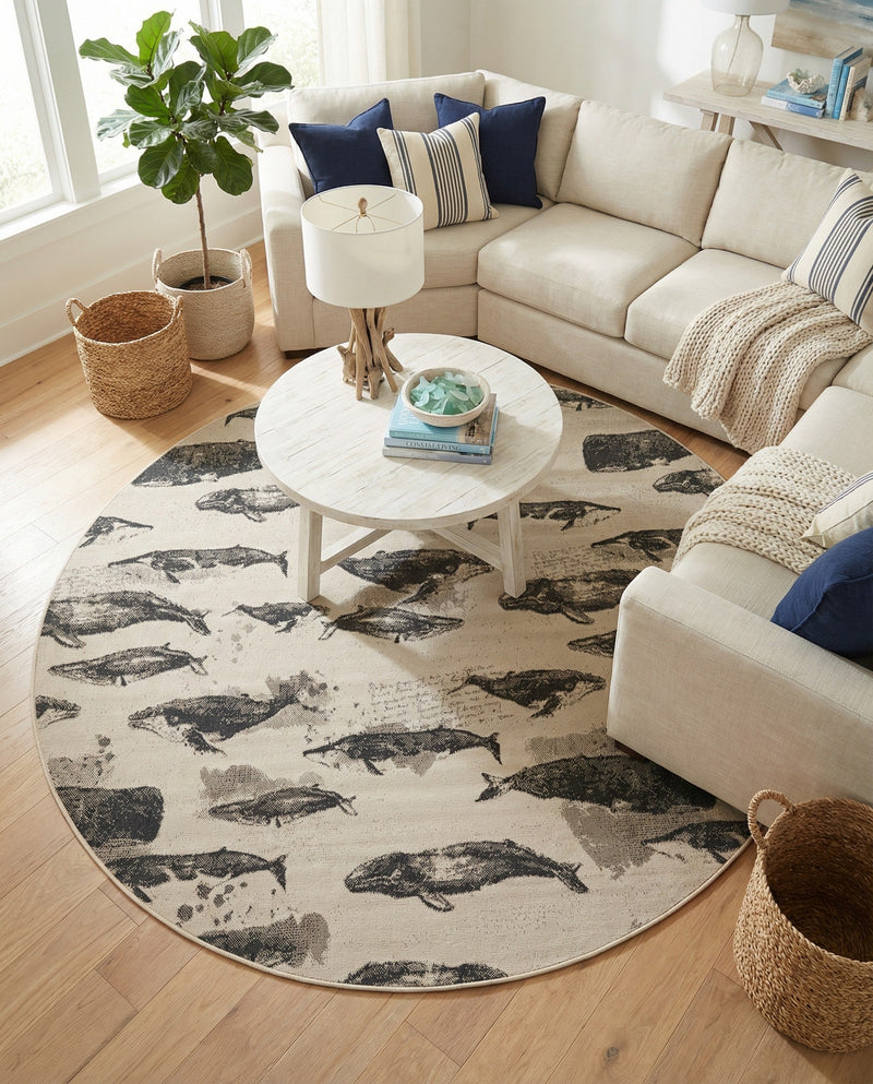 Seaside Haven Rugs Collection Area Rug -  Seabreeze Round Beige  lifestyle 52