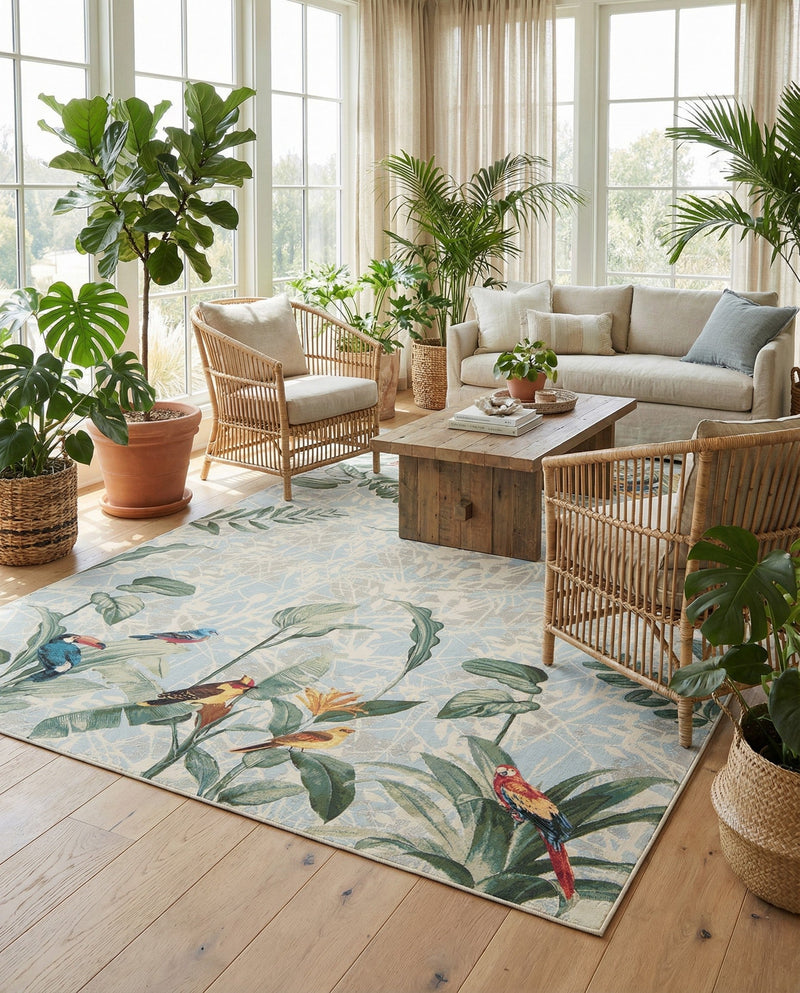 Seaside Blooms Collection Area Rug -  Tropic Rectangle Multi  lifestyle 27