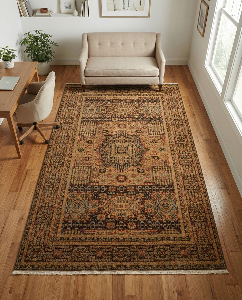 Ottoman Elegance Collection Area Rug - Sultan Rectangle Brown  lifestyle 43