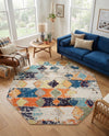 Colorburst Oasis Collection Area Rug -  Marina Octagon Ivory  lifestyle 41
