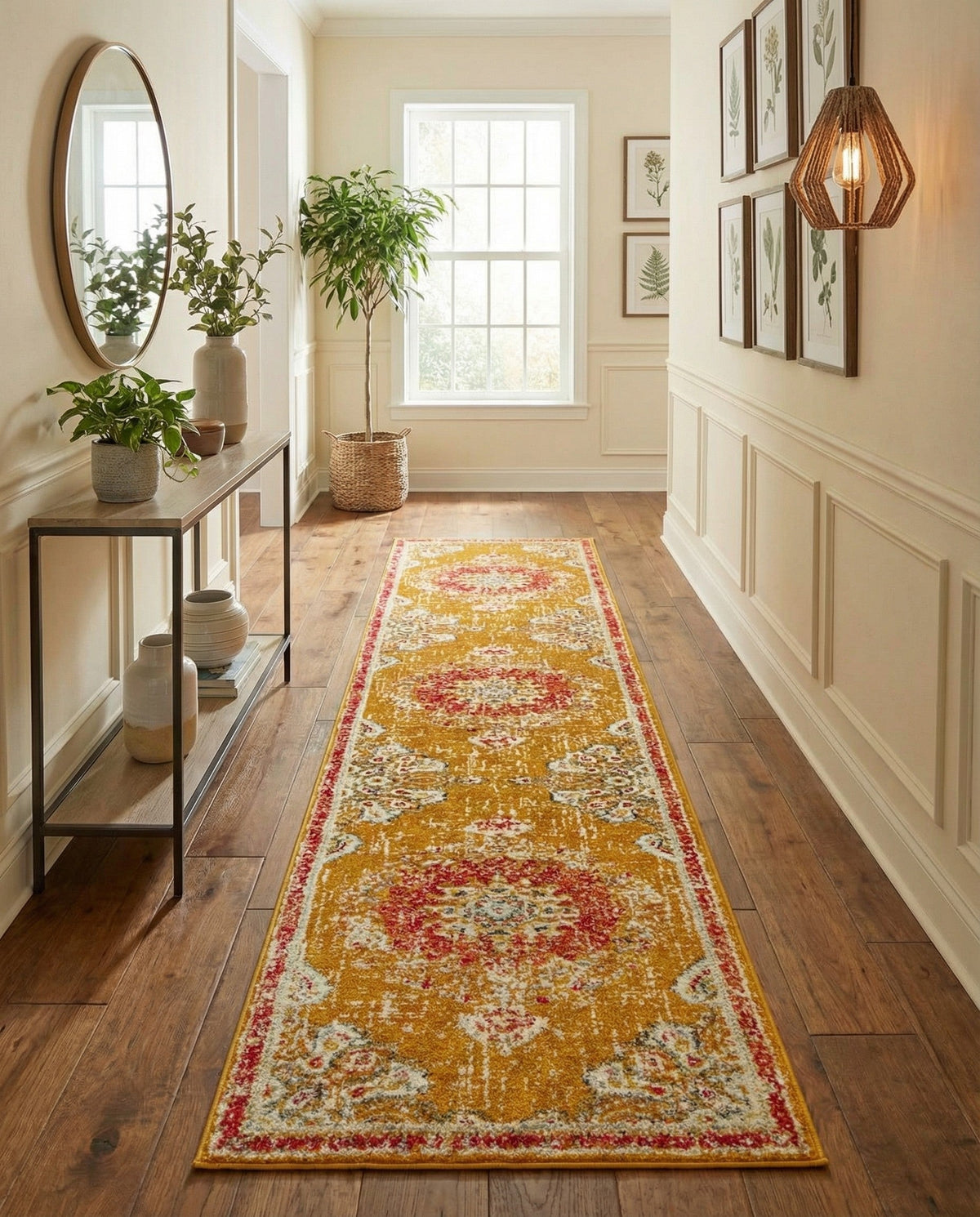 Brighton Terrace Collection Area Rug - Hove (Gold) Runner Gold  lifestyle 101