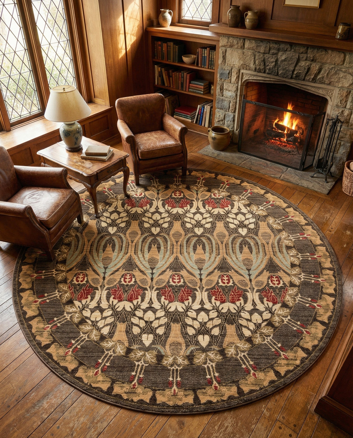Chelsea Elegance Collection Area Rug -  Brompton (Brown) Round Brown  lifestyle 124