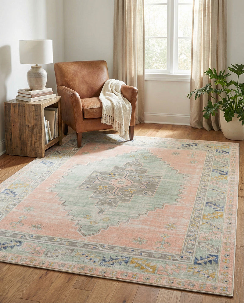 Savannah Series Collection Area Rug -  Augusta (Pink) Rectangle Pink  lifestyle 9